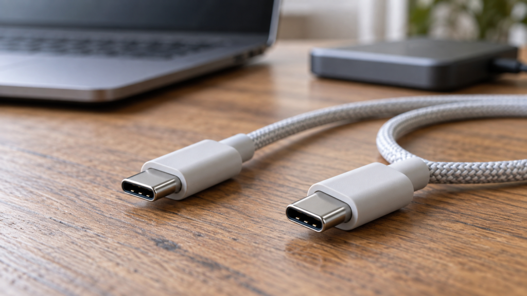 USB-Cケーブルの両端を接写したイメージ