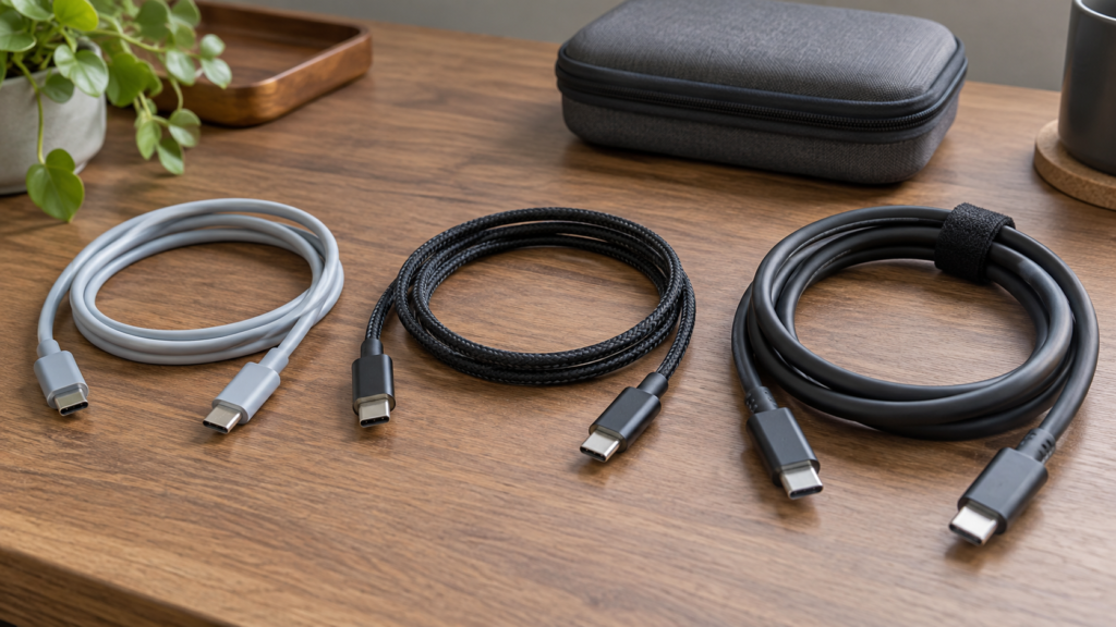 素材の異なるUSB-Cケーブルを並べたイメージ